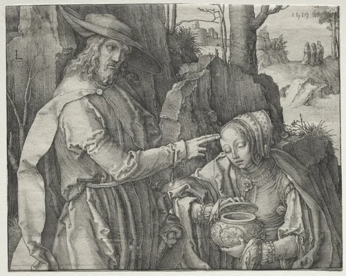 Christ as a Gardener Appearing to St. Mary Magdalen by Lucas van Leyden, print, 1519