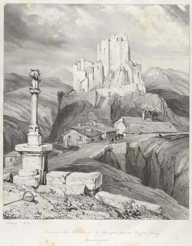 The Bouzols Castle Ruins Near Puy en Delay by Eugène Isabey, print, 1831