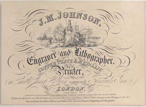 Trade card for J.M. Johnson, Engraver and Lithographer by anonymous, print, 1800-1900