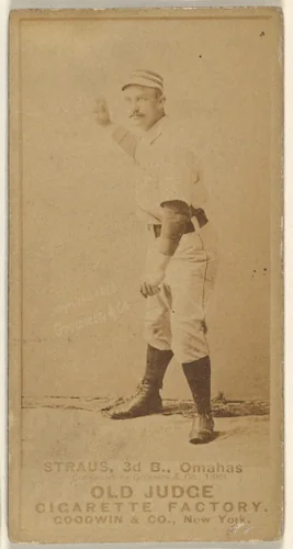 Joseph "Joe" Strauss, 3rd Base, Omaha Omahogs/ Lambs, from the Old Judge series (N172) for Old Judge Cigarettes by Goodwin & Company, photograph, 1888