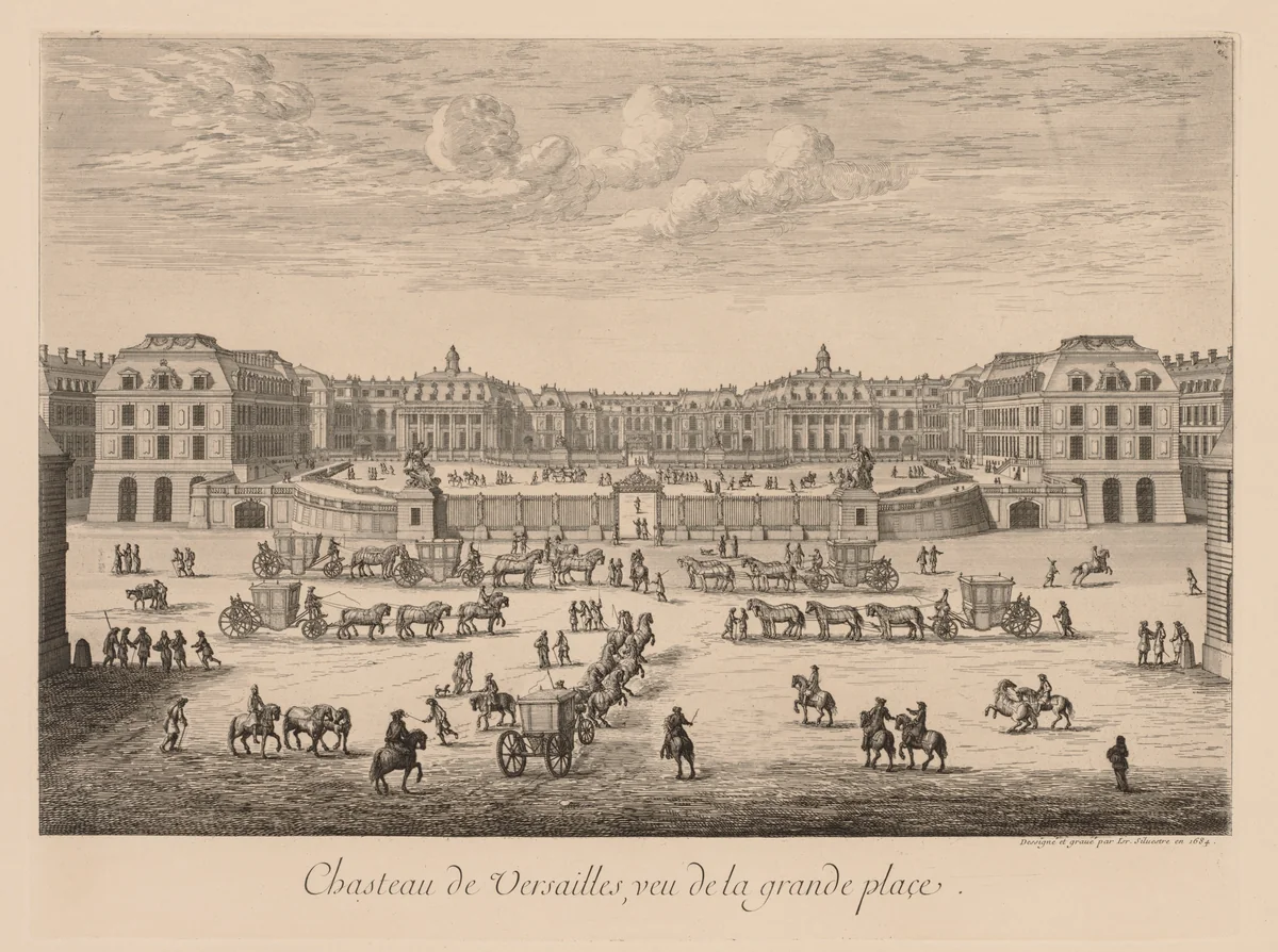 Vue du Château de Versailles, vu de la Grande Place by Israël Silvestre, print, 1684