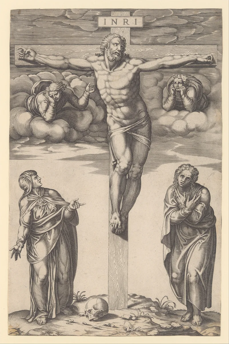 Crucifixion, after Michelangelo by Nicolas Beatrizet, print, 1530-1571