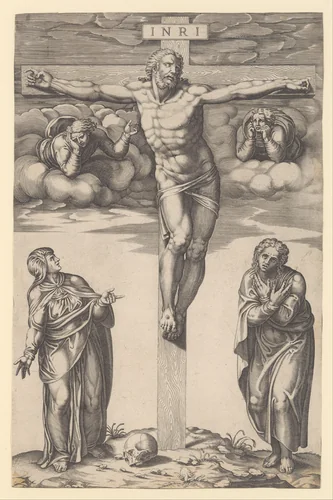 Crucifixion, after Michelangelo by Nicolas Beatrizet, print, 1530-1571