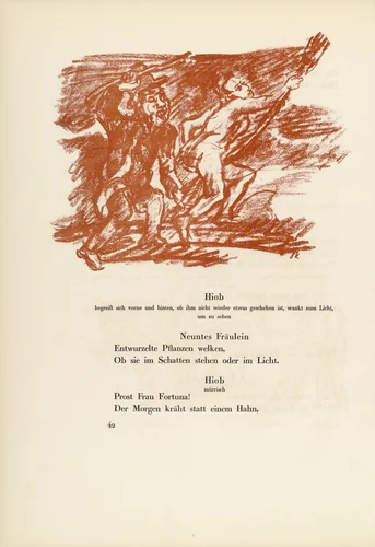 Lumbago (Der Hexenschuss) (in-text plate, page 42) from Hiob (Job) by Oskar Kokoschka, illustrated book, 1916