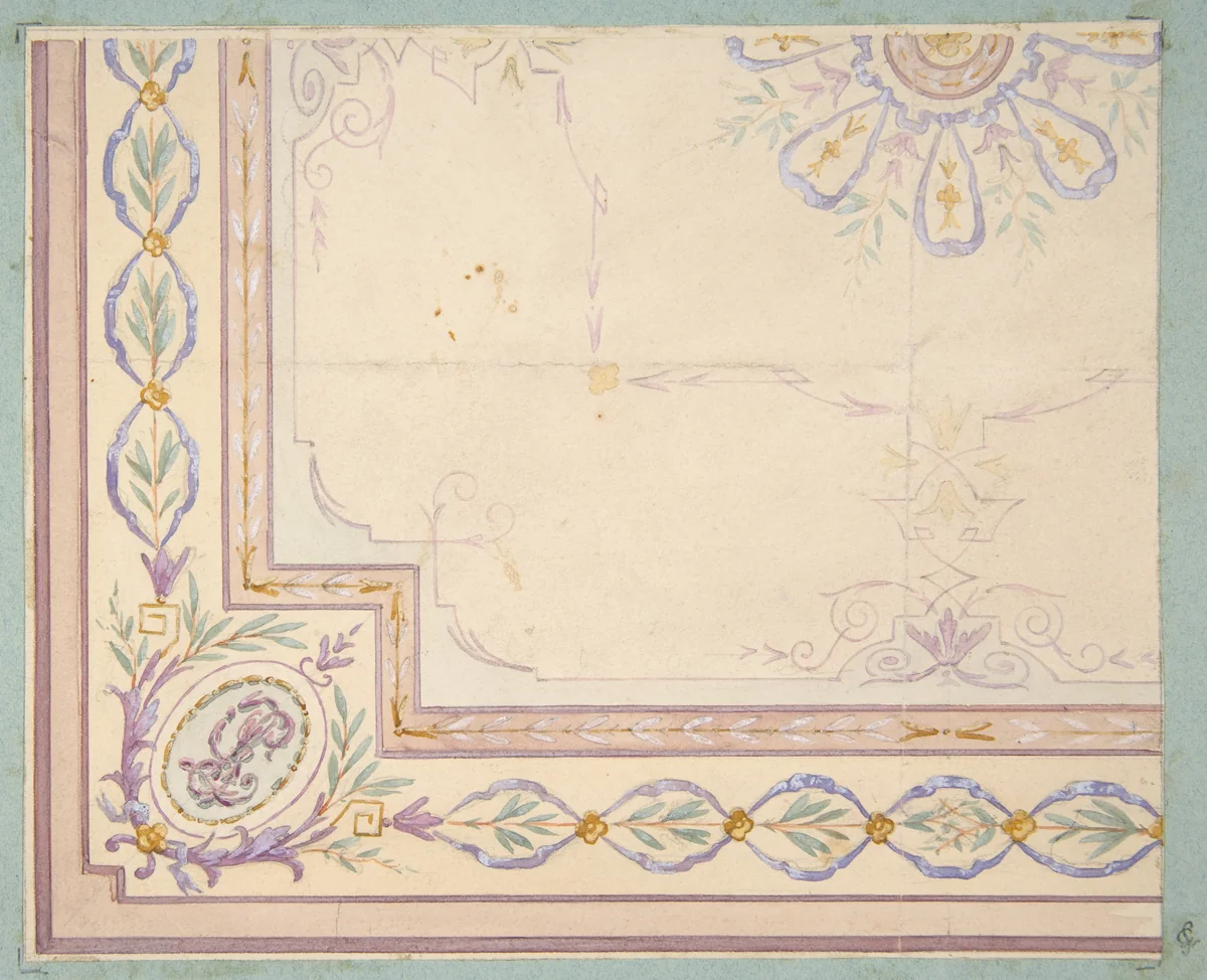 Design for a ceiling by Jules-Edmond-Charles Lachaise, drawing, 1850-1900