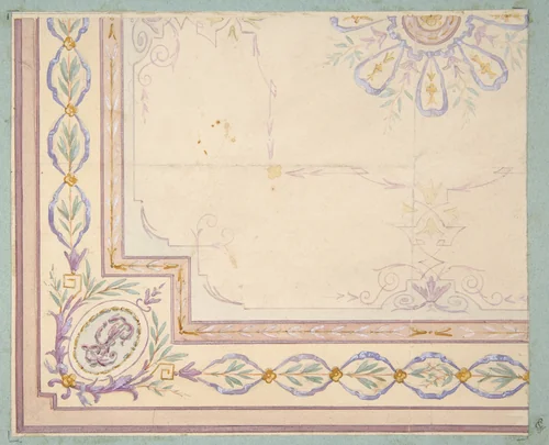Design for a ceiling by Jules-Edmond-Charles Lachaise, drawing, 1850-1900