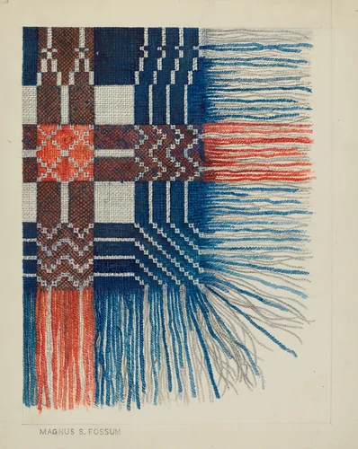 Woven Coverlet (Detail) by Magnus S. Fossum, index of american design, 1937