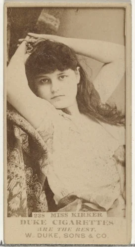 Card Number 238, Miss Kirker, from the Actors and Actresses series (N145-7) issued by Duke Sons & Co. to promote Duke Cigarettes by W. Duke, Sons & Co., photograph, 1880-1889