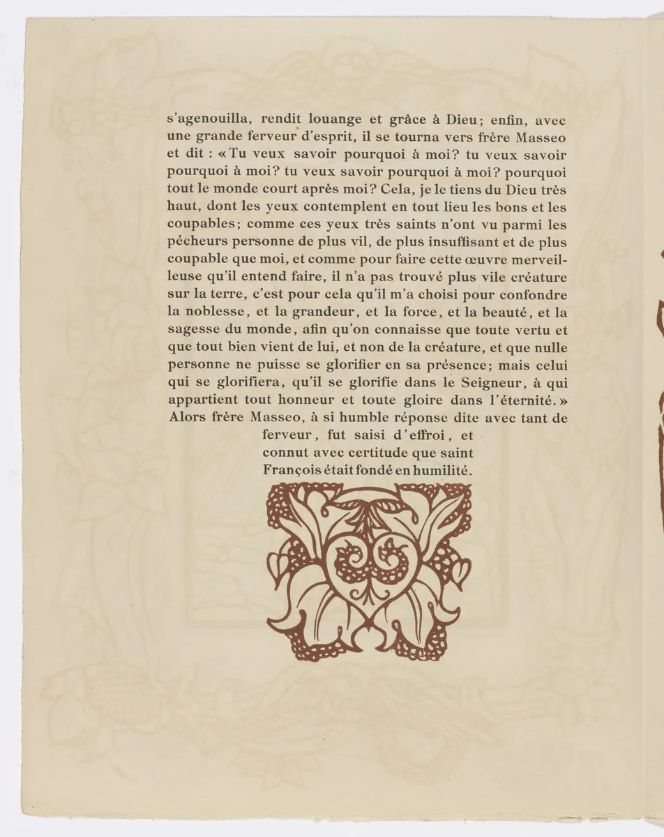 Tailpiece (page 68) from Les Petites Fleurs de St. François (The Little Flowers of St. Francis) by Émile Bernard, illustrated book, 1928