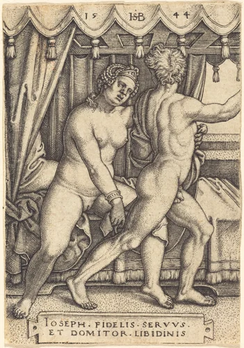 Joseph and Potiphar's Wife by Sebald Beham, print, 1544