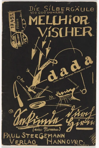 Cover for Seconds Through the Brain: An Uncannily Fast-Rotating Novel (Sekunde Durch Hirn, Ein unheimlich schnell rotierender Roman) by Melchior Vischer, Die Silbergäule, vol. 59/61 by Kurt Schwitters, design, 1920