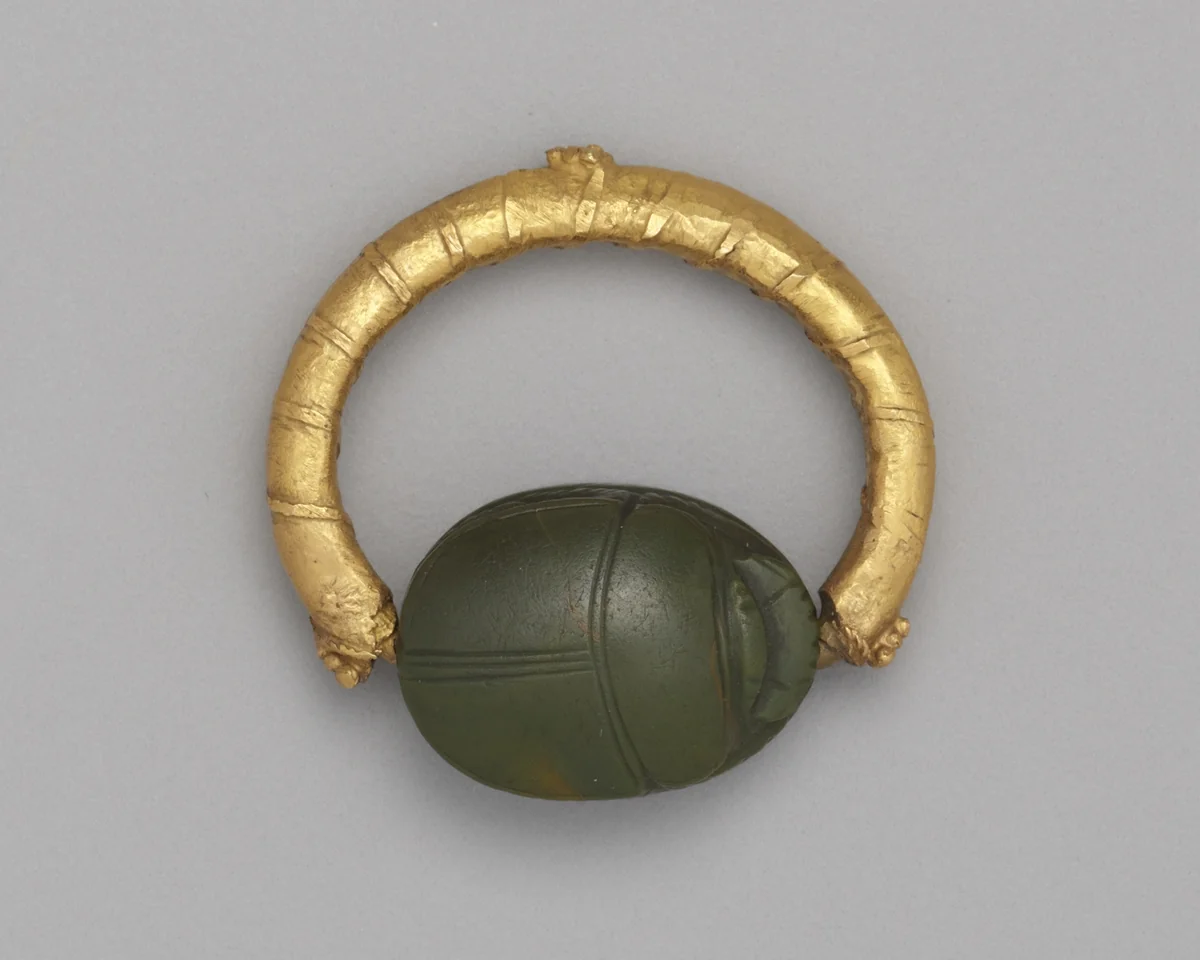 Ring with a Scarab Bezel by Egyptian, metalwork, -1985--1550
