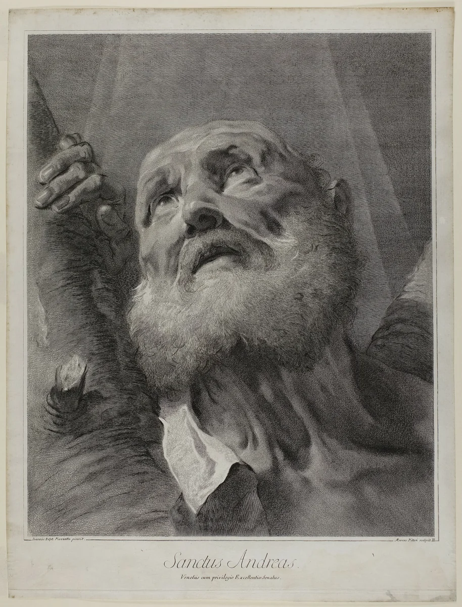 Saint Andrew, from The Holy Family and the Twelve Apostles by Giovanni Marco Pitteri, print, 1742
