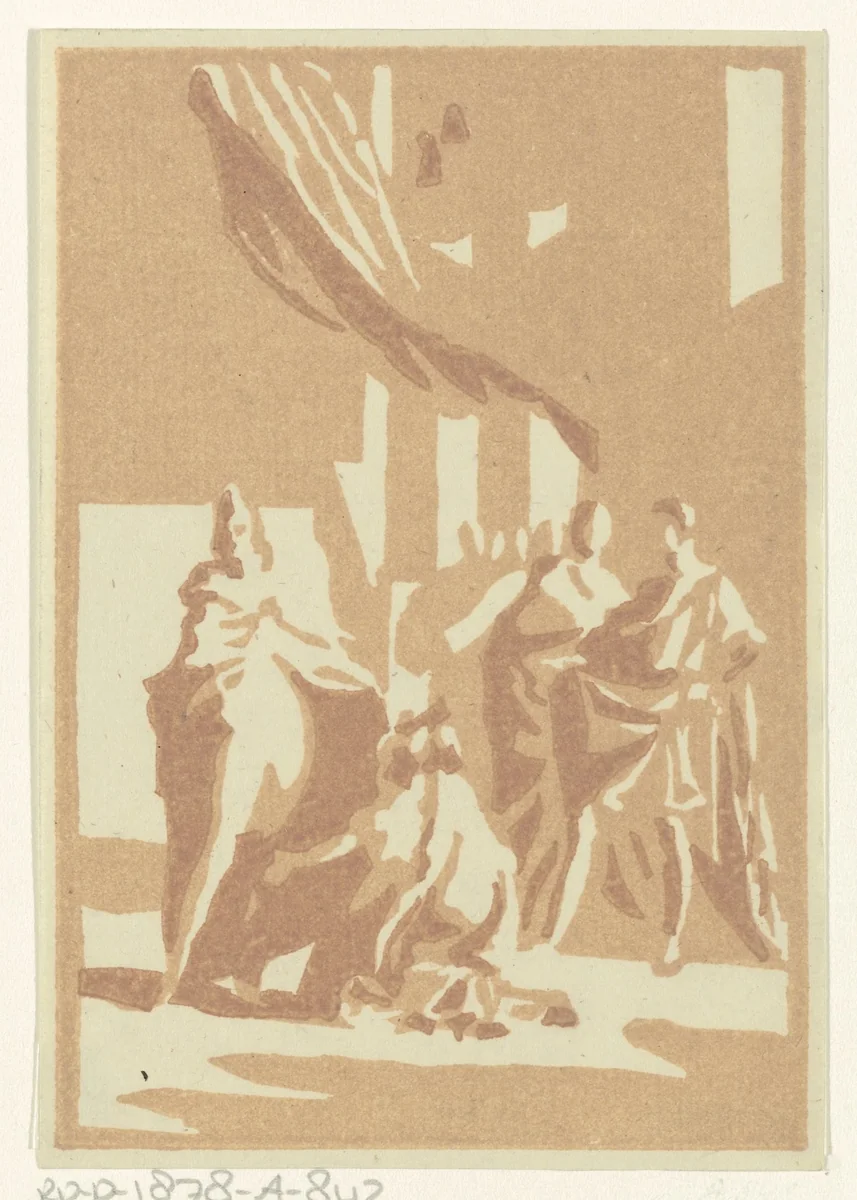 Toonblokken van Polieukte by Abraham Delfos, print, 1741-1820
