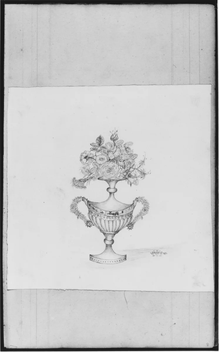 Floral Urn (from Sketchbook) by John William Casilear, artwork, 1811-1893