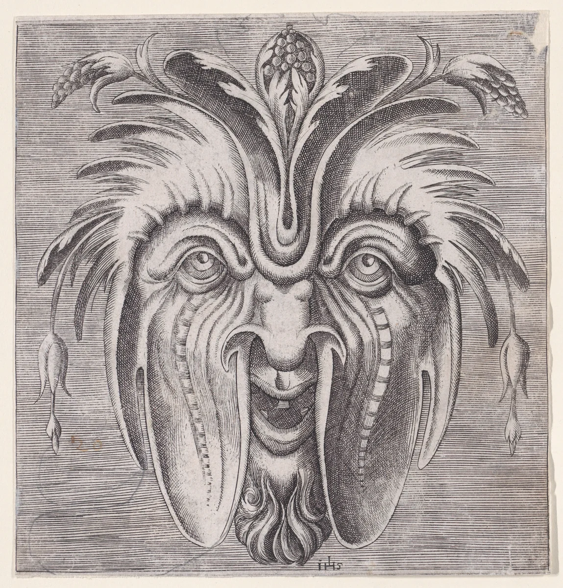 Mask from Libro di Variate mascare by René Boyvin, print, 1560