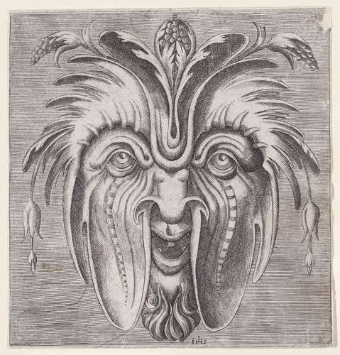 Mask from Libro di Variate mascare by René Boyvin, print, 1560