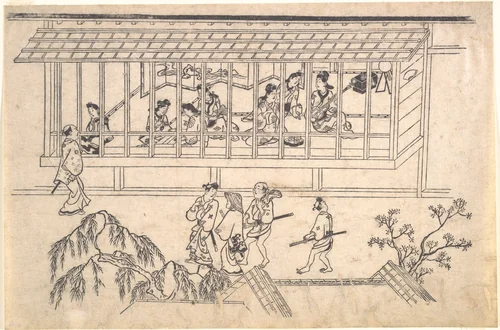 The Sixth Scene from Scenes of the Pleasure Quarter at Yoshiwara in Edo by Hishikawa Moronobu (菱川師宣), print, 1667-1699
