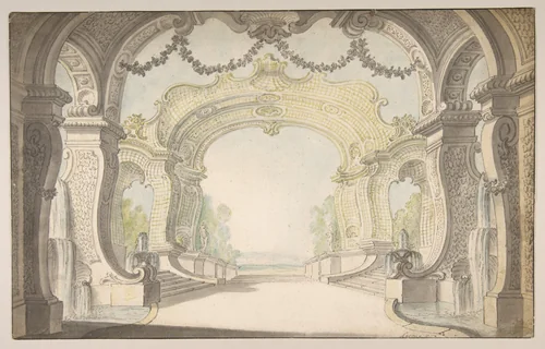 Study for a Stage Set by Jacques de Lajoüe, drawing, 1700-1761