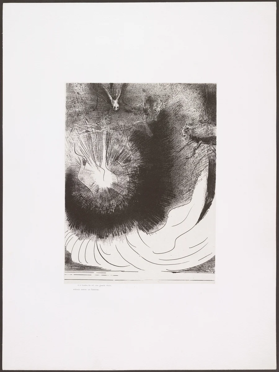 And There Fell a Great Star from Heaven, Burning as It Were a Lamp (Et il tombe du ciel une grande étoile ardente) from Apocalypse of Saint John (Apocalypse de Saint-Jean) by Odilon Redon, print, 1899