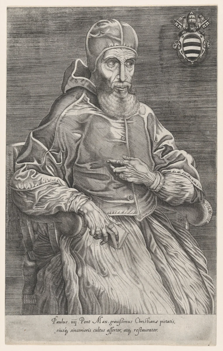 Portrait of Pope Paulus IV by Nicolas Beatrizet, print, 1530-1566
