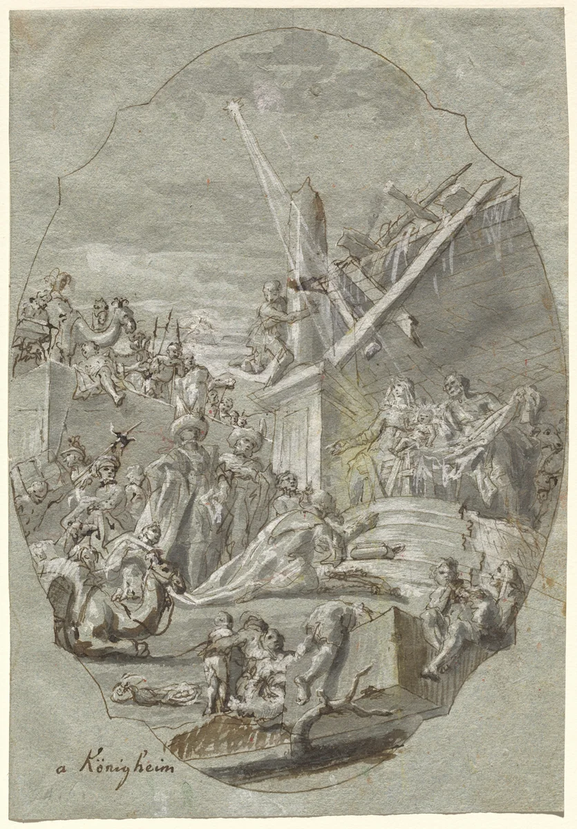 The Adoration of the Magi by Georg Anton Urlaub, drawing, 1756