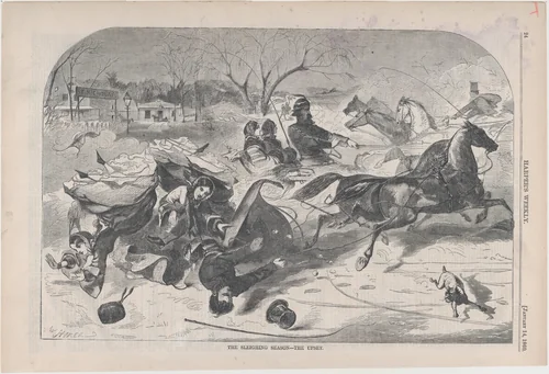 The Sleighing Season – The Upset (from "Harper's Weekly," Vol. IV) by Winslow Homer, print, 1860