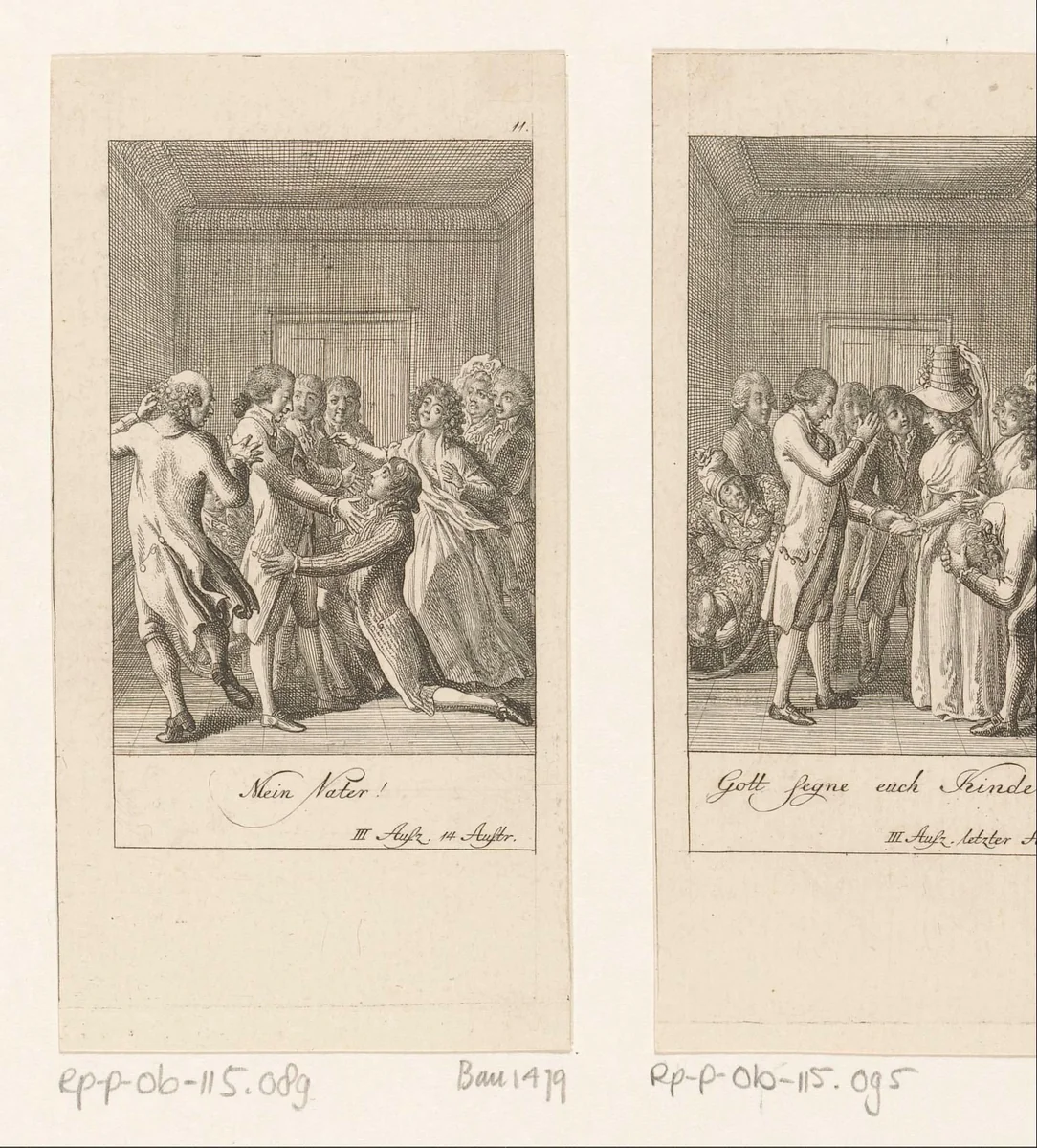 Fazir herkent Kaberdar als zijn vader by Daniel Nikolaus Chodowiecki, print, 1790