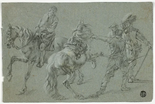 Riding School by Pieter van Laer, drawing, 1600-1699