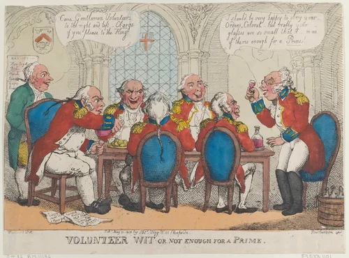 Volunteer Wit or Not Enough for a Prime by Thomas Rowlandson, print, 1808