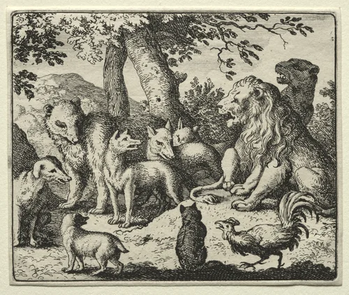 Reynard the Fox: Reynard Exonerates Himself by Allart van Everdingen, print, 1650-1675