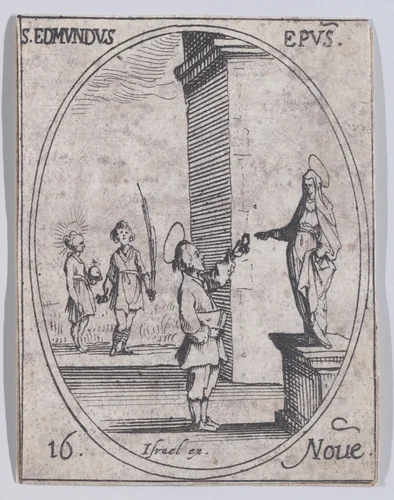 S. Edmond, évêque (St. Edmond, Bishop), November 16th, from "Les Images De Tous Les Saincts et Saintes de L'Année" (Images of All of the Saints and Religious Events of the Year) by Jacques Callot, print, 1636