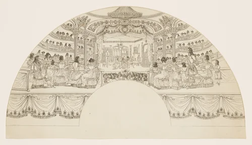 Interior of an Opera House, Showing the Stage and the Boxes with Their Occupants by Willaeys, print, 1840-1850