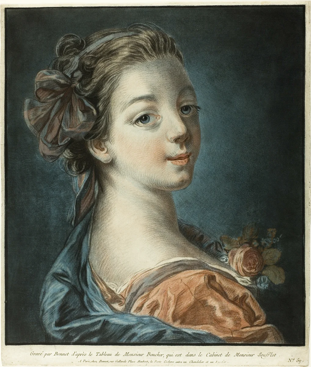 Bust of a Woman by Louis Marin Bonnet, print, 1766-1776