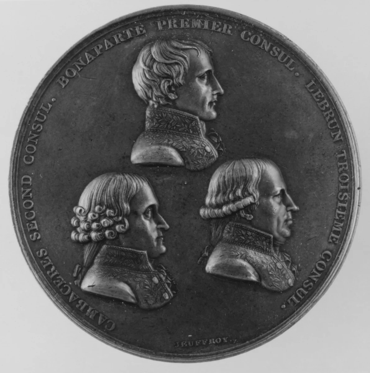 The Three Consuls: Napoleon, Cambacérès, Lebrun by Romain-Vincent Jeuffroy, metalwork, 1802