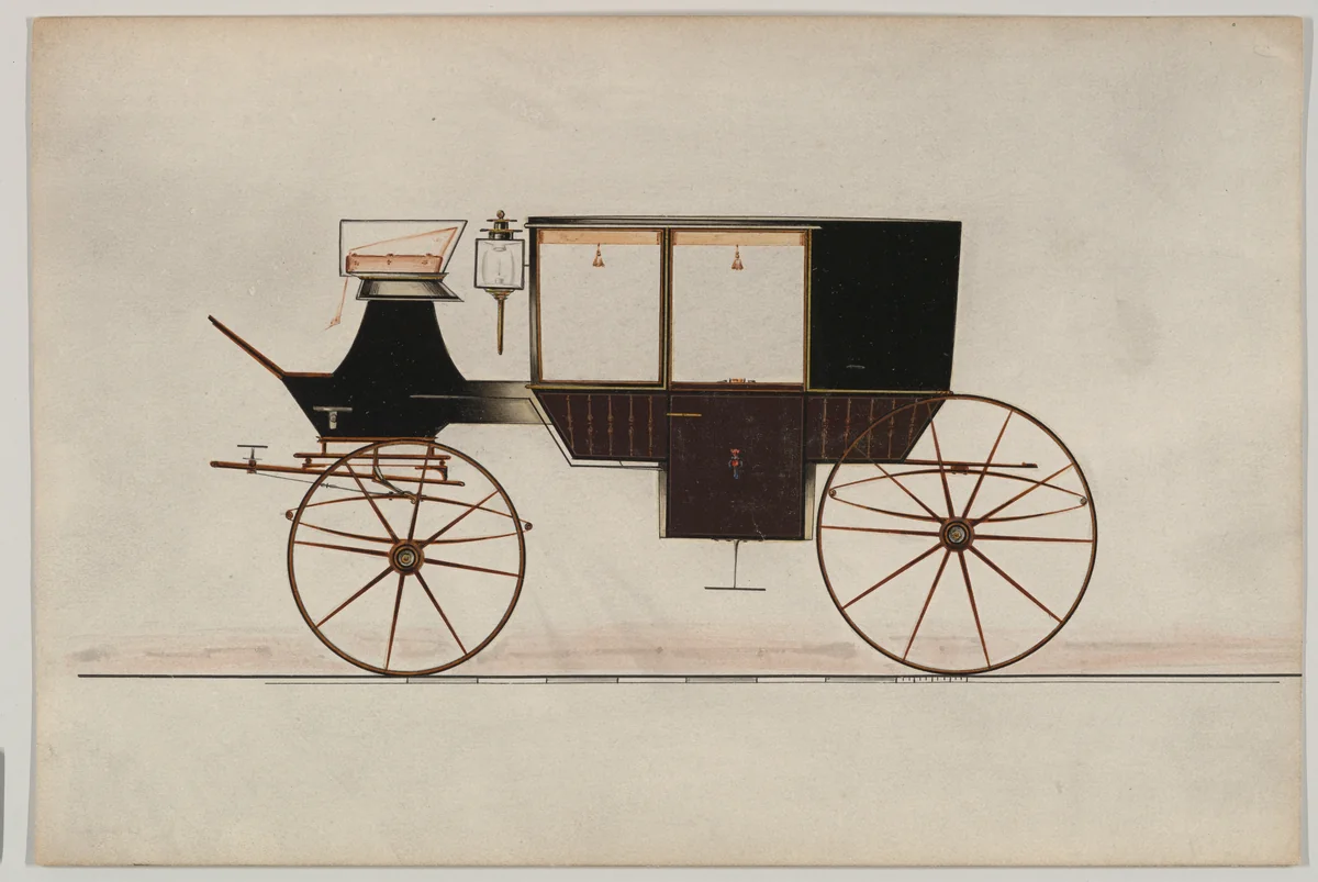 Coach (unnumbered) by Brewster & Co., drawing, 1865-1875