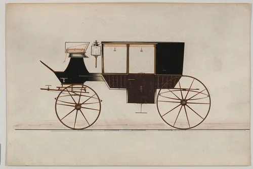 Coach (unnumbered) by Brewster & Co., drawing, 1865-1875