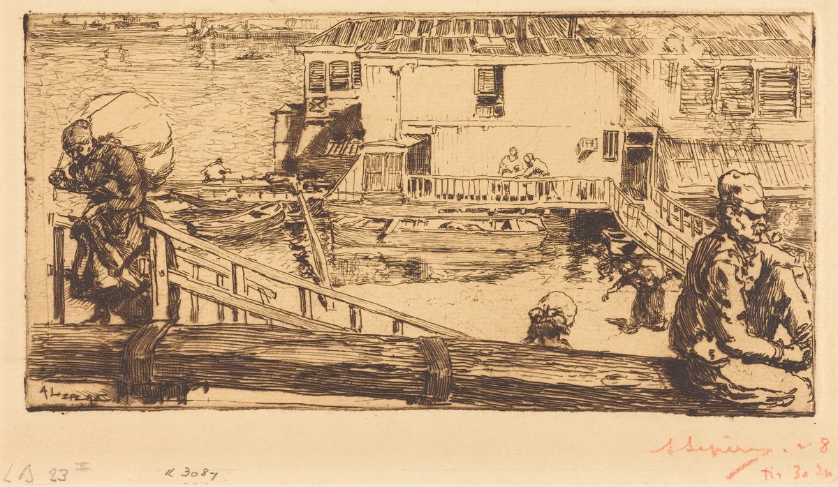 The Wash-house (Le lavoir) by Auguste Lepère, print, 1891