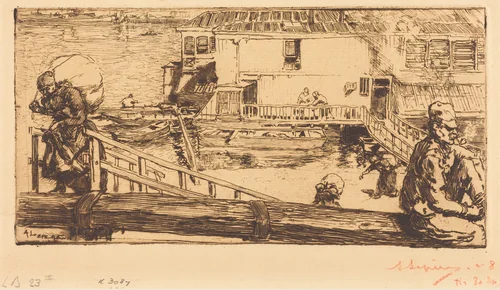 The Wash-house (Le lavoir) by Auguste Lepère, print, 1891
