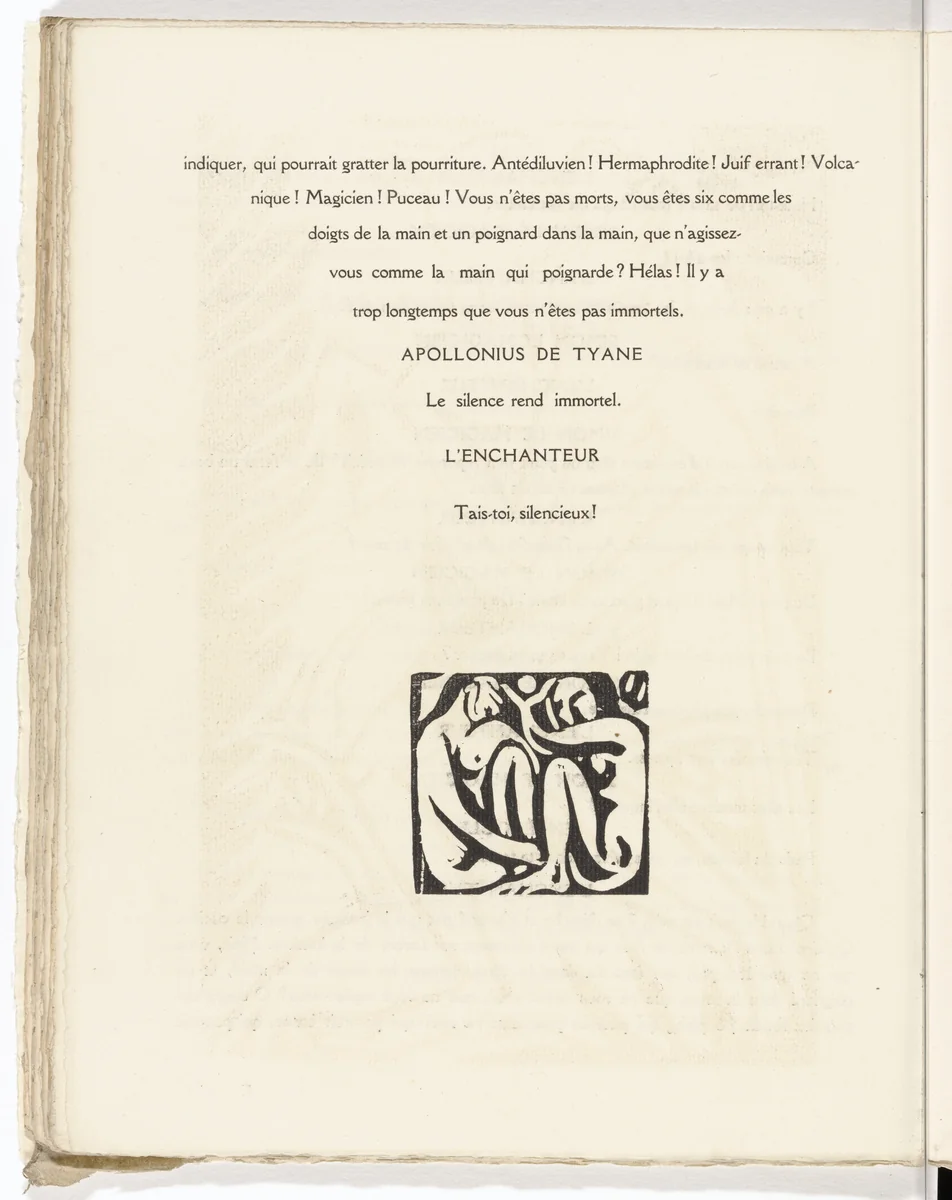 Tailpiece (folio 31 verso) from L'Enchanteur pourrissant by André Derain, illustrated book, 1909