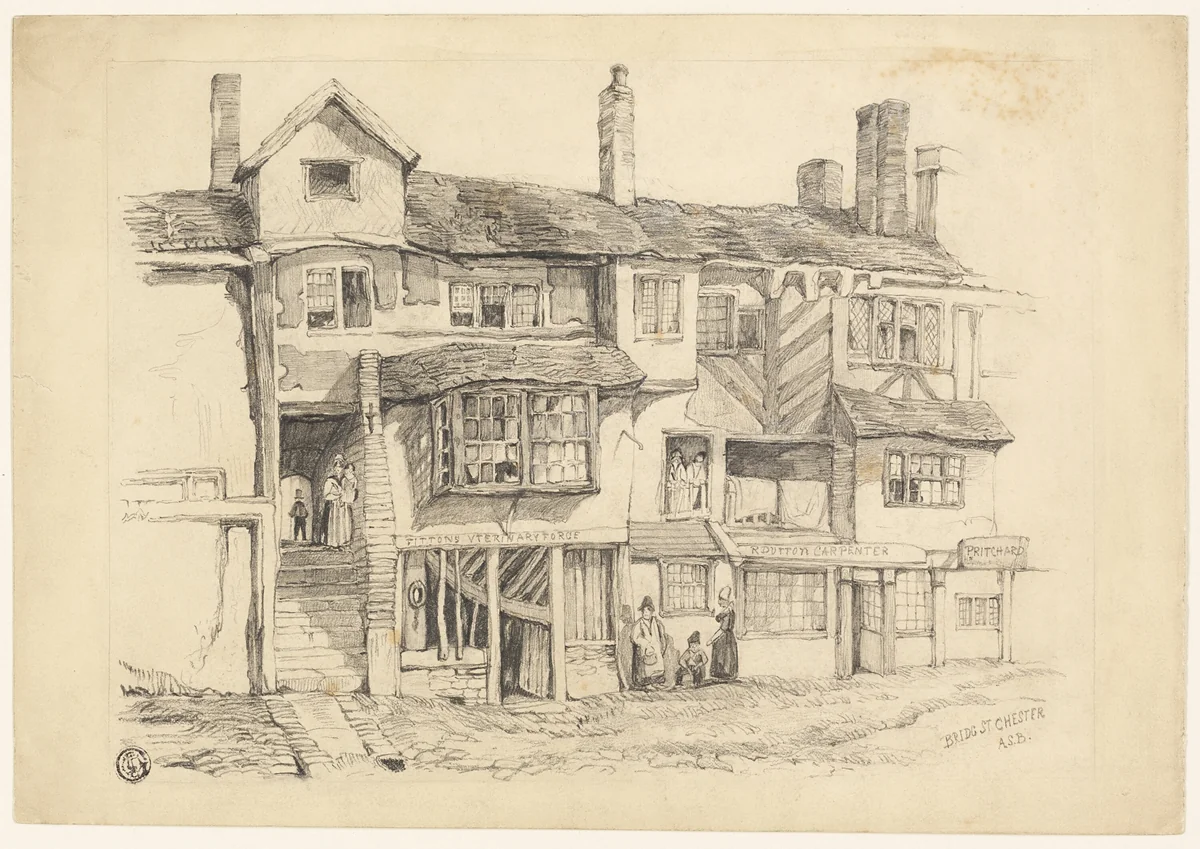 Bridge St. Chester by Alexander Stuart Boyd, drawing, 1874-1930