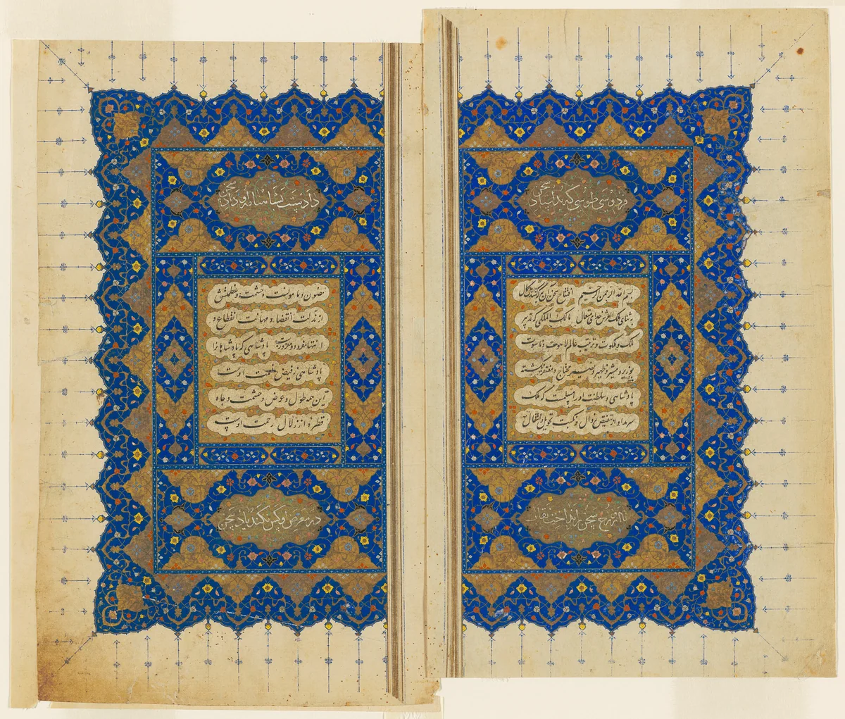 Double Title Page of a copy of the Shahnama of Firdausi by Iran Shiraz, painting, 1545-1555