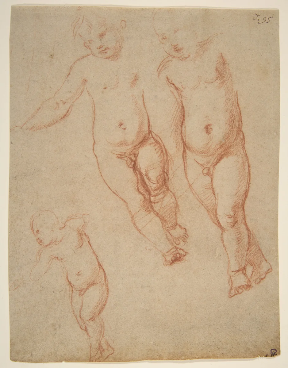 Studies of the Christ Child by Raphael, drawing, 1513-1514