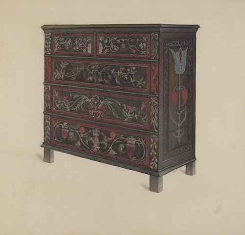 Guilford Painted Chest by Martin Partyka, index of american design, 1936