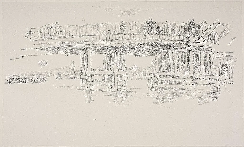 Old Battersea Bridge by James McNeill Whistler, print, 1879
