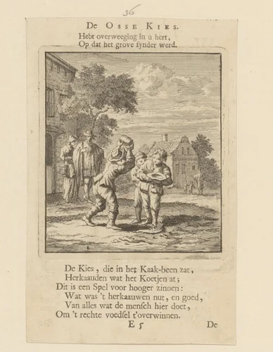 Kinderen spelen ossekies by Jan Luyken, print, 1712