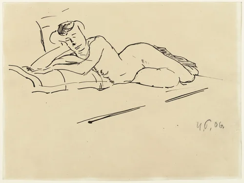 Reclining Nude by Hans Purrmann, drawing, 1906