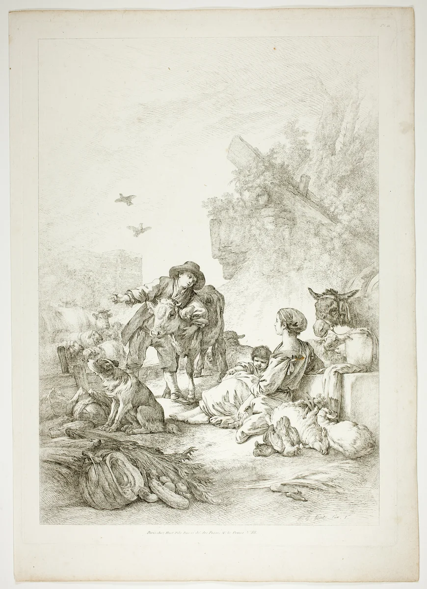 Plate Eleven of 38 from Oeuvres de J. B. Huet by Jean Baptiste Huet, print, 1796-1799