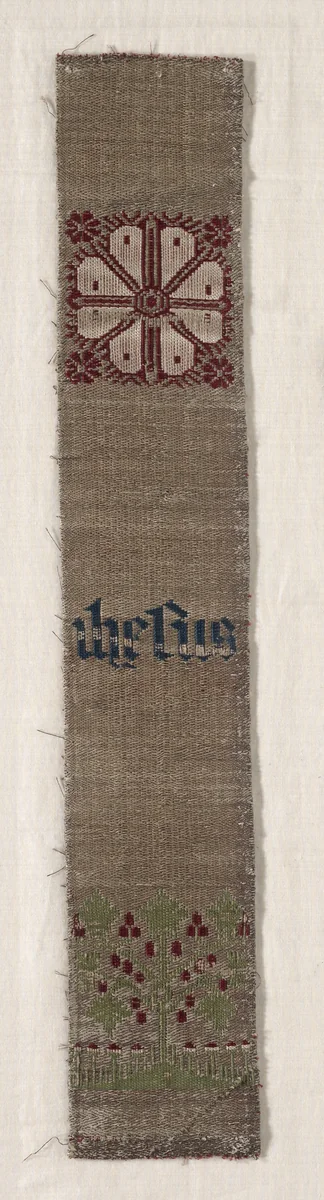 Fragment of a Band by Unknown, textile, 1300-1499