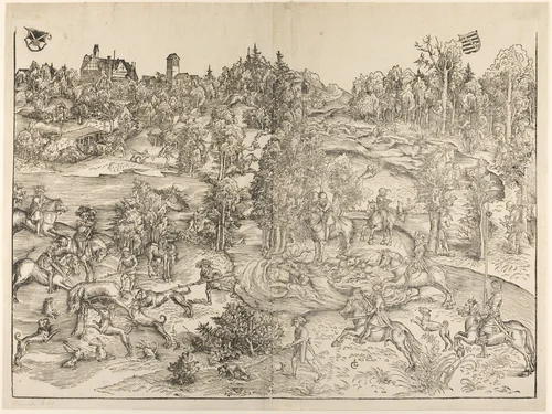 The Stag Hunt by Lucas Cranach the Elder, print, 1501-1511